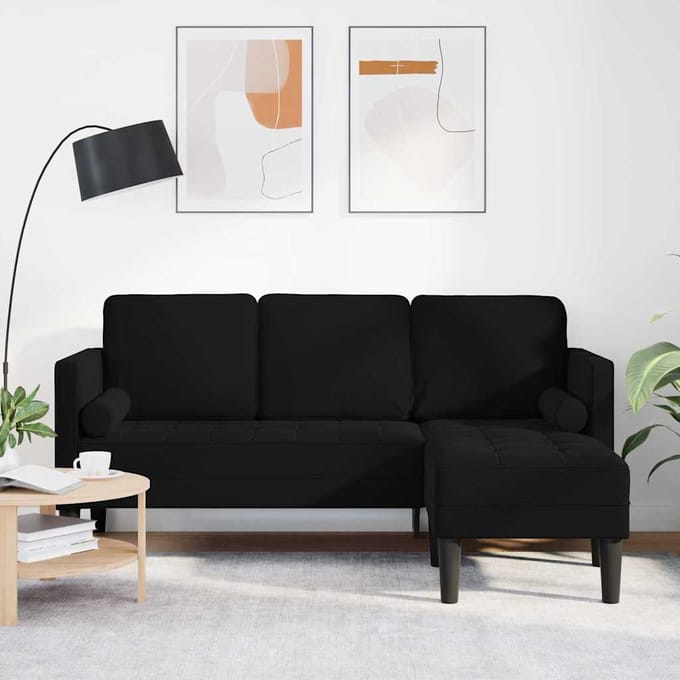 vidaXL - Bankstel - met - kussen - Zwart - Polyester