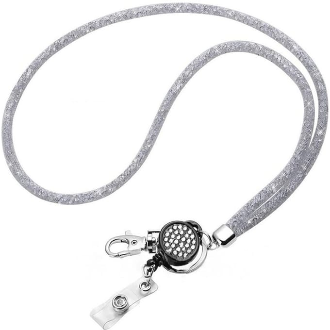 Porte-badges, cordon rétractable, cordon d'identification, étiquette de nom, porte-badge, bobines, clips de chaîne, corde suspendue, porte-clés, collier, sangle gris
