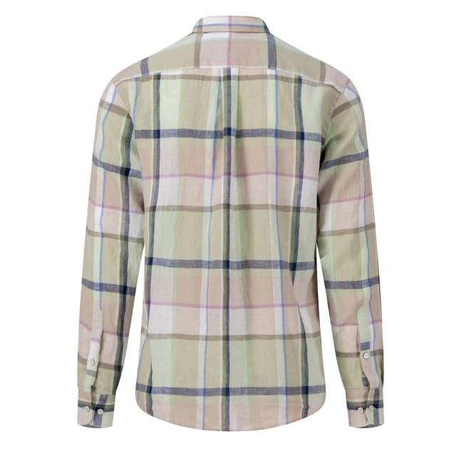 Fynch Hatton - Lange mouw overhemd - Heren - M - Groen - Linnen - 1413-6030