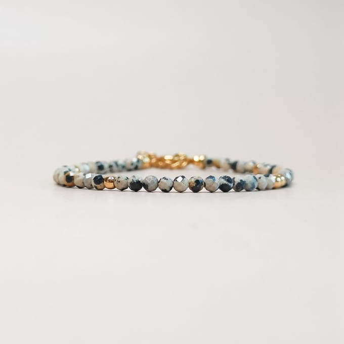 Ava&Imber Sparkling Dalmatiër Jaspis Armband Stainless Steel (RVS) - Beige Edelsteen Damesarmband