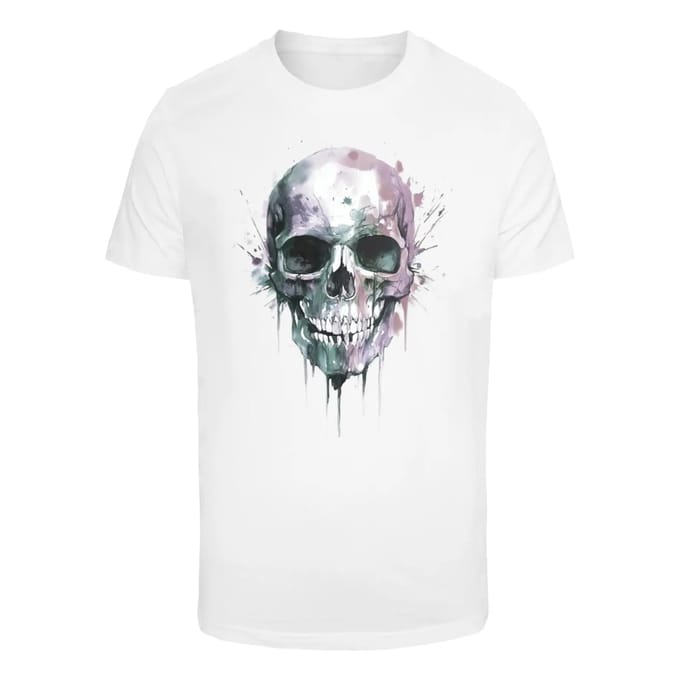 Mister Tee - Colorful Skull Heren Tshirt - L - Wit