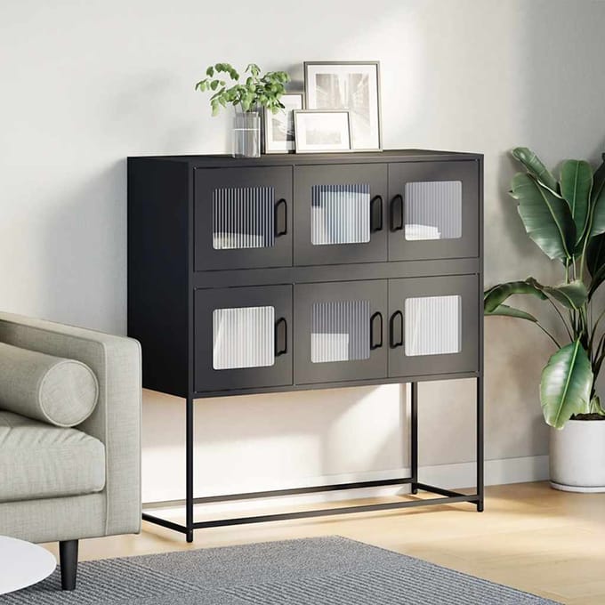 vidaXL - Dressoir - 100,5x39x107 - cm - koudgewalst - staal - zwart