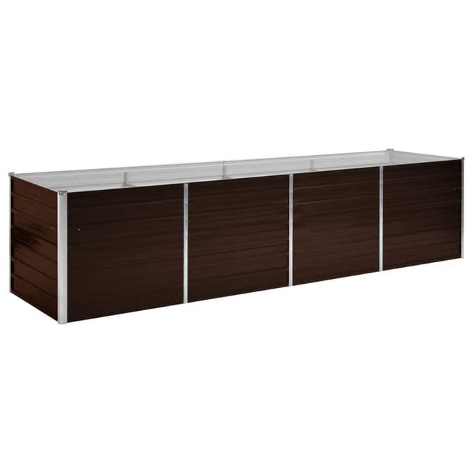 vidaXL - Plantenbak - verhoogd - 320x80x77 - cm - gegalvaniseerd - staal - bruin