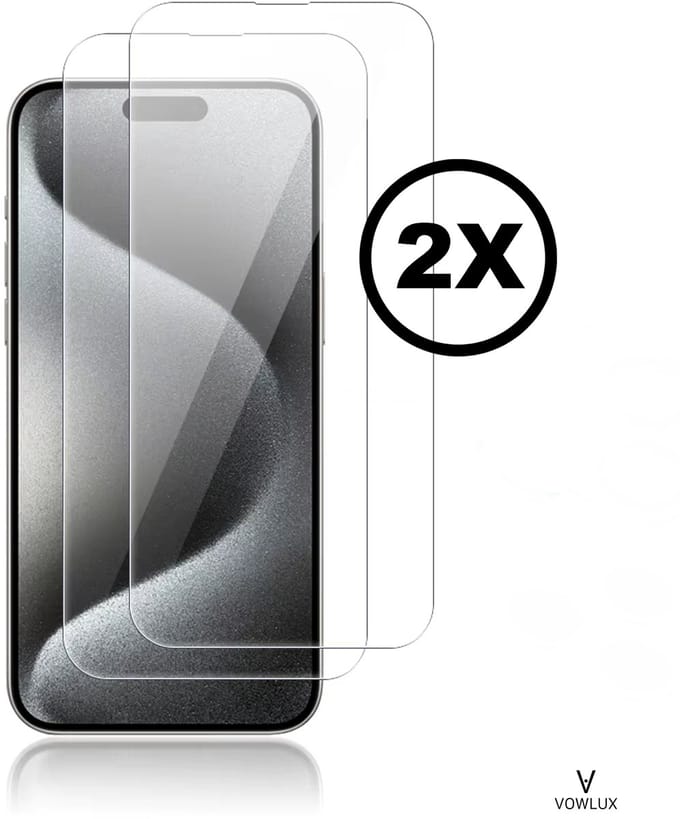 VOWLUX Screenprotector voor iPhone 15 Plus – Gehard Glas Tempered Glass – 2 Stuks – 9H Extra Sterk, HD Helder, Case-Friendly – Beschermglas