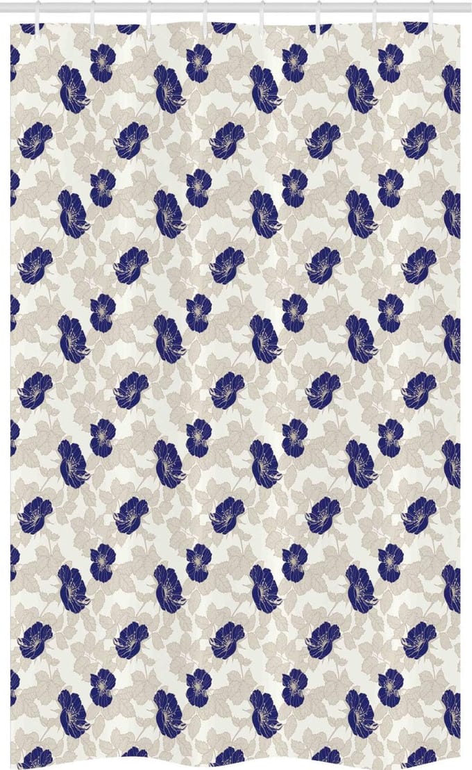 ABAKUHAUS douchegordijn Blume – 120x180 cm – Indigo eierschaal