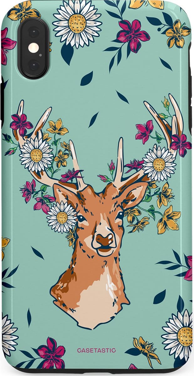 Casetastic Hoesje Geschikt voor Apple iPhone Xs Max - Stijlvolle Beschermende Duo-layer Case - Gewei bloesem