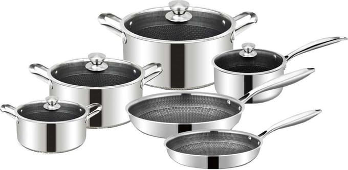 Cheffinger Pannenset - 10-delig - RVS - Honingraat - Inductie