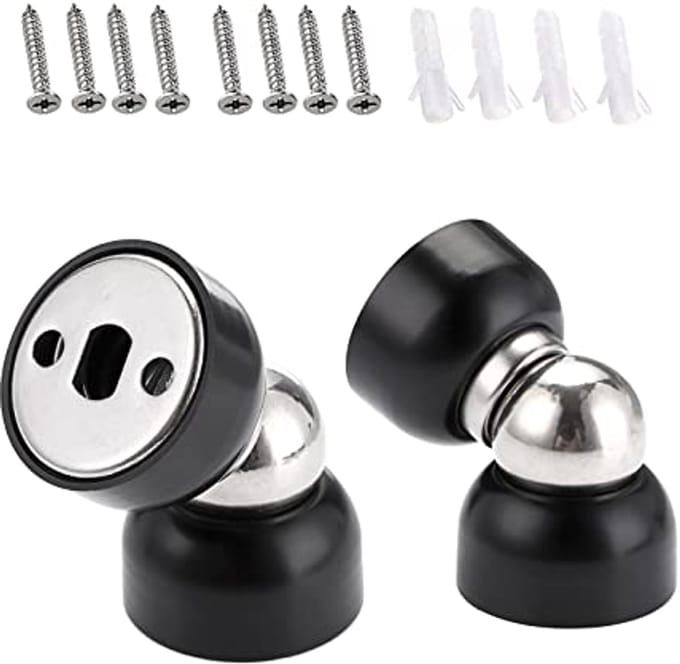 Set van 2 roestvrijstalen magnetische deurstoppers voor wandmontage
