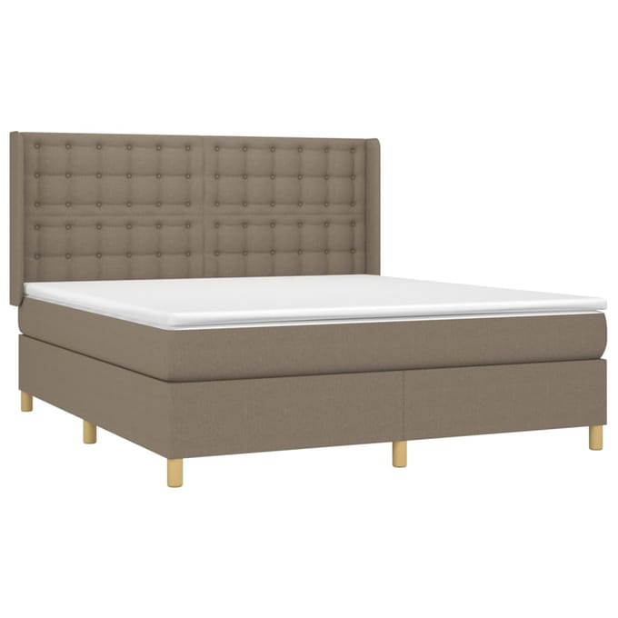 vidaXL - Boxspring - met - matras - stof - taupe - 180x200 - cm