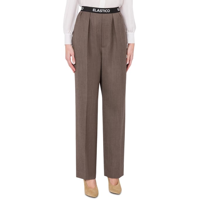 Moschino Elastic Band Wool Canvas Trousers Brown Taglia: 40 | Pantaloni da completo Outlet | Donna | Marrone