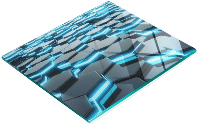 Decoratieve snijplank van gehard glas met 3D-afbeeldingen, 60x52 cm