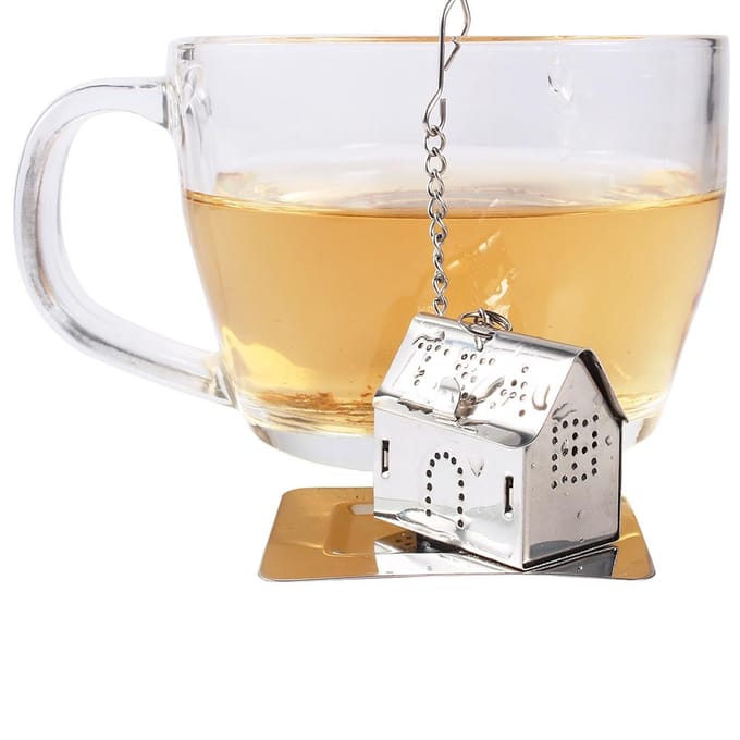Roestvrijstalen losse theeblaadjes infuser bal zeef filter diffuser kruidenhuisvorm white