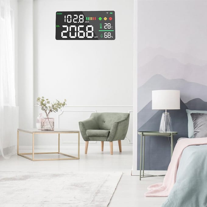 Tuya Wifi digitale wandgemonteerde decibelmeter kooldioxidemeter temperatuur- en vochtigheidstester Tuya WiFi Decibel Meter