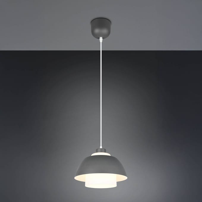 Reality Leuchten Hanglamp Tilos, antraciet, Ø 30 cm, metaal/glas, E27