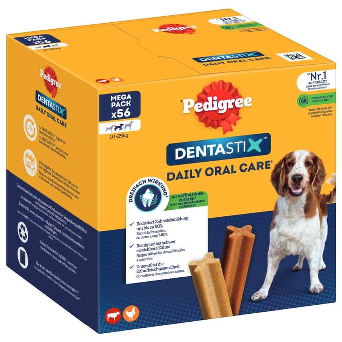 168 Stuks Voor Middelgrote Honden (10-25kg) Pedigree Dentastix