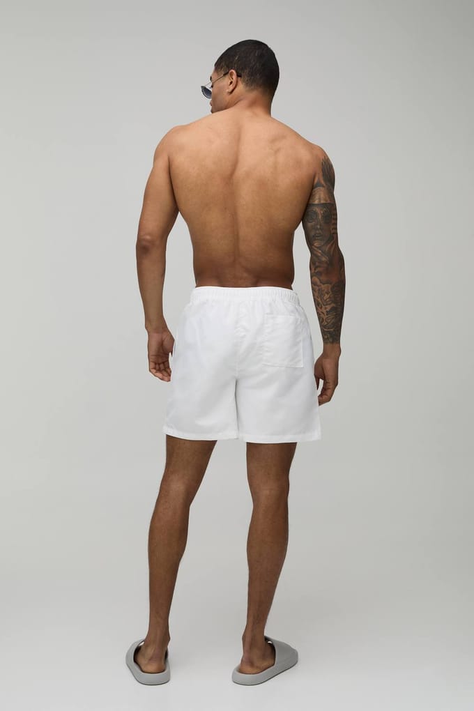 Mid Length BM Autograph Swim Short | White | Size Small