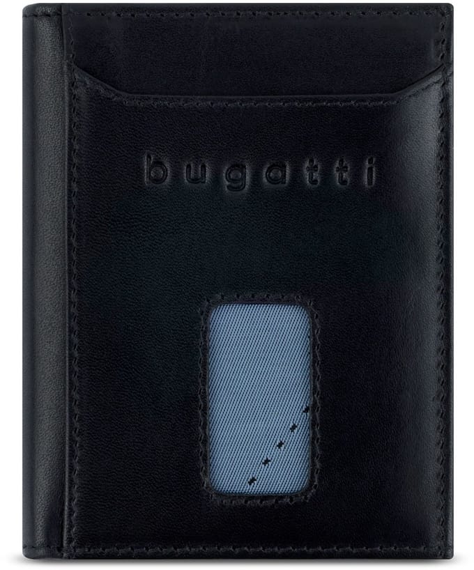 Bugatti Secure Slim Portemonnee RFID-bescherming Leer 8 cm - Jongens - Staand formaat - schwarz