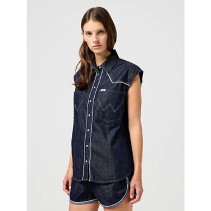 Overhemd Wrangler 112362615 SLEEVELESS-DENIM DARK