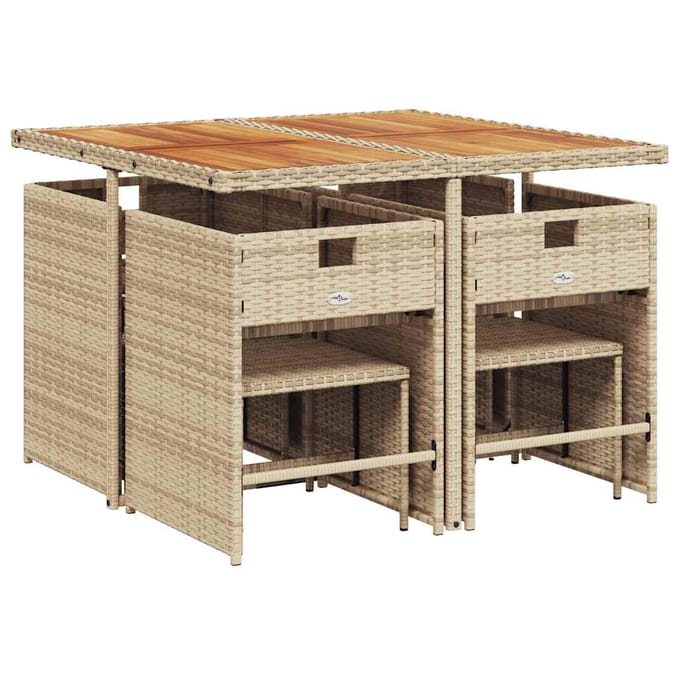 vidaXL - 9-delige - Tuinset - met - kussens - poly - rattan - beige