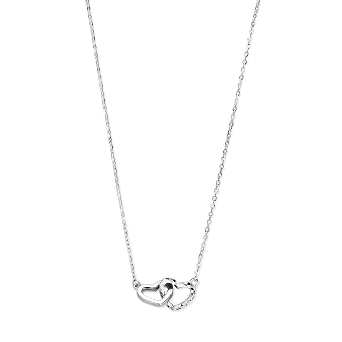 zilver gerhodineerd collier hartjes gediamanteerd 41 + 4 cm 1337705