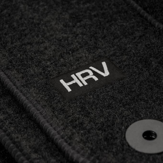 Vloermatten - Logo - Honda HRV - Zwart velours - 4 stuks - Antislip en waterdicht
