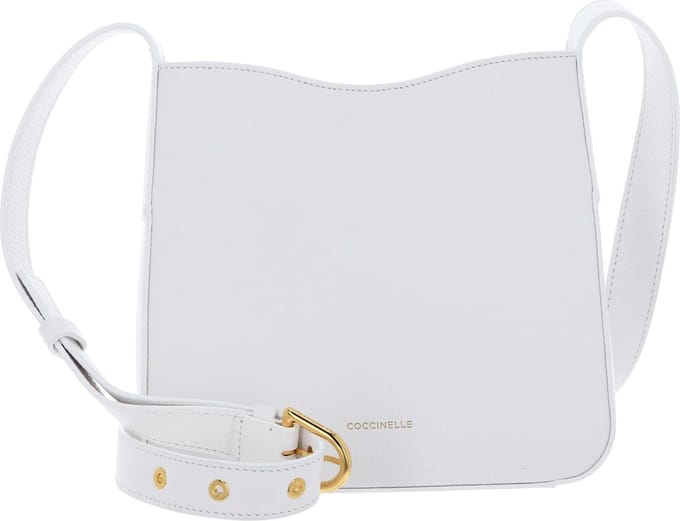 COCCINELLE Leren Schoudertas Dazz Mini Bag Grained Leather Brillant White Wit