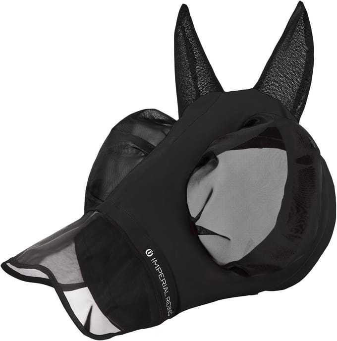 Imperial Riding - Vliegenmasker met Neus - IRHTrail ride - Black - Maat Cob