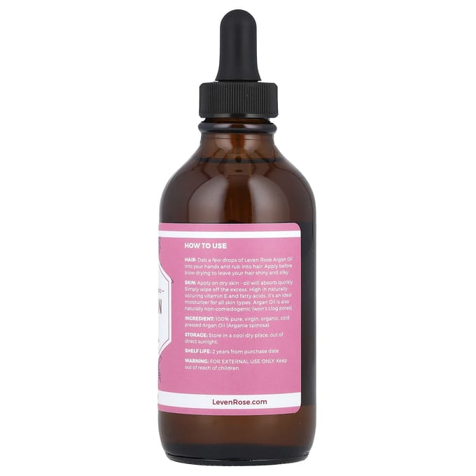 Leven Rose, huile d'argan 100 % pure et biologique, 113 ml (118ml) black