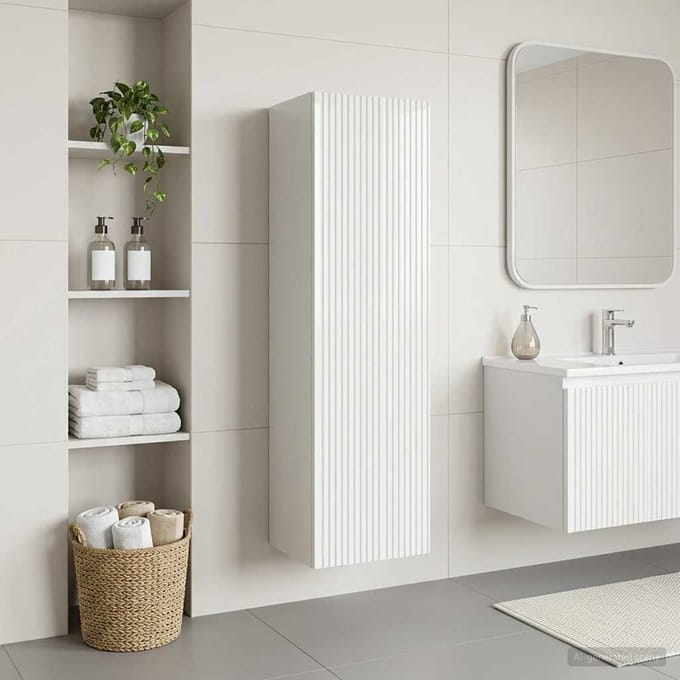 vidaXL - Wandgemonteerde - Badkamerkast - Hoogglans - Wit - 33 - x - 34,5 - x - 100 - cm