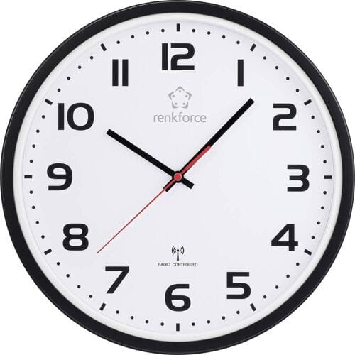Renkforce RF-6826036 Wandklok Zendergestuurd 320 mm x 45.5 mm Wit/zwart