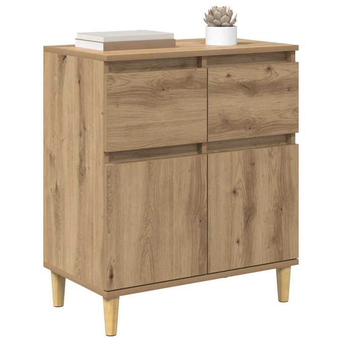 vidaXL - Dressoir - Artisan - Eiken - 60 - x - 35 - x - 70 - cm - Bewerkt - hout
