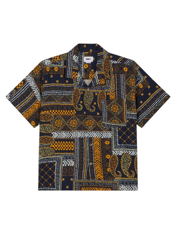 Obey Archie cuban shirt korte mouwen - marine multi