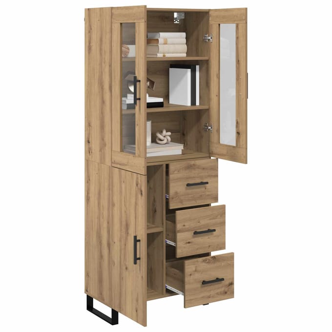 vidaXL - Highboard - 2 - st - Artisan - Eiken - 69,5 - x - 34 - x - 180 - cm - Bewerkt - hout