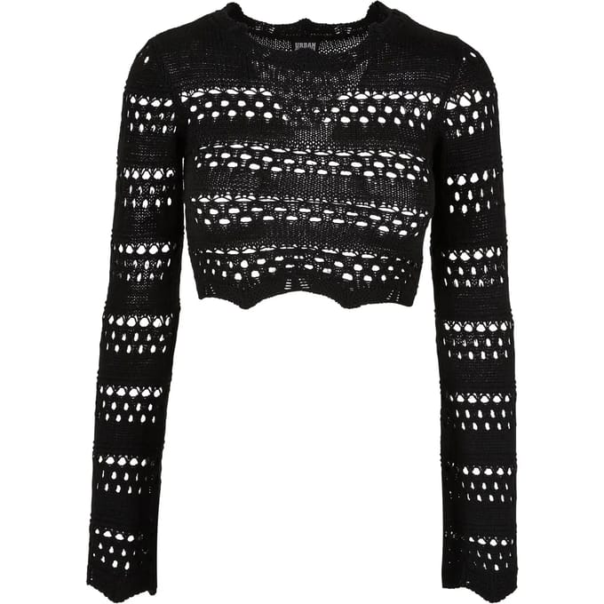 Urban Classics - Cropped Crochet Knit Crop top - 4XL - Zwart