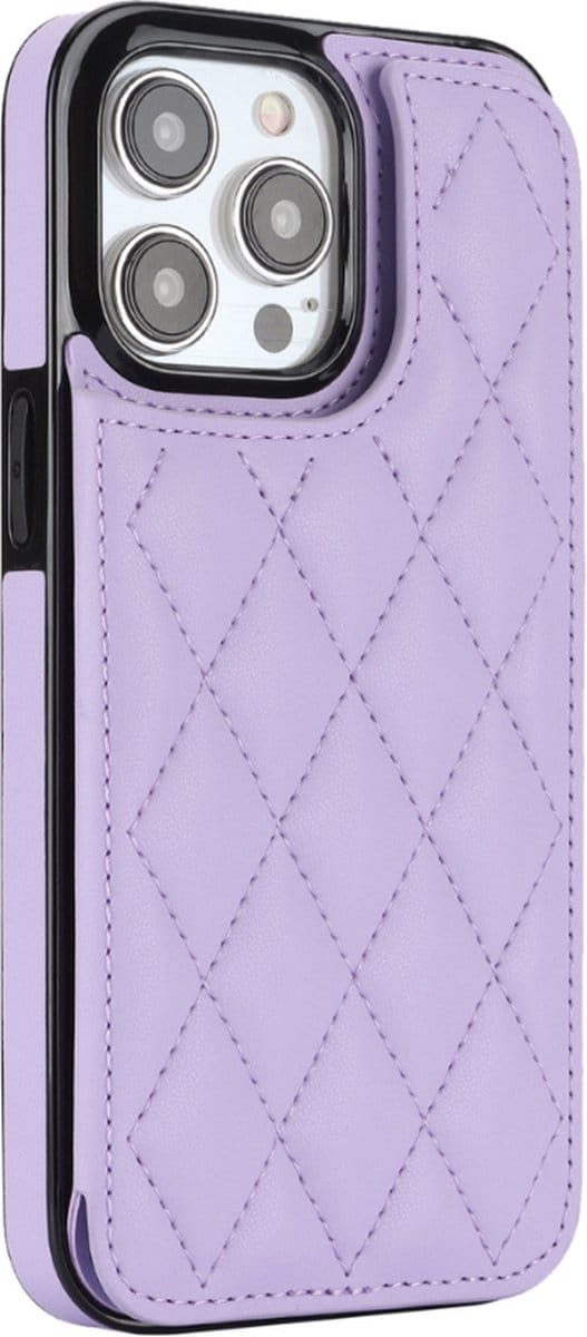 Hoesje geschikt voor iPhone 16 Plus - Backcover - Pasjeshouder - Kunstleer - Paars