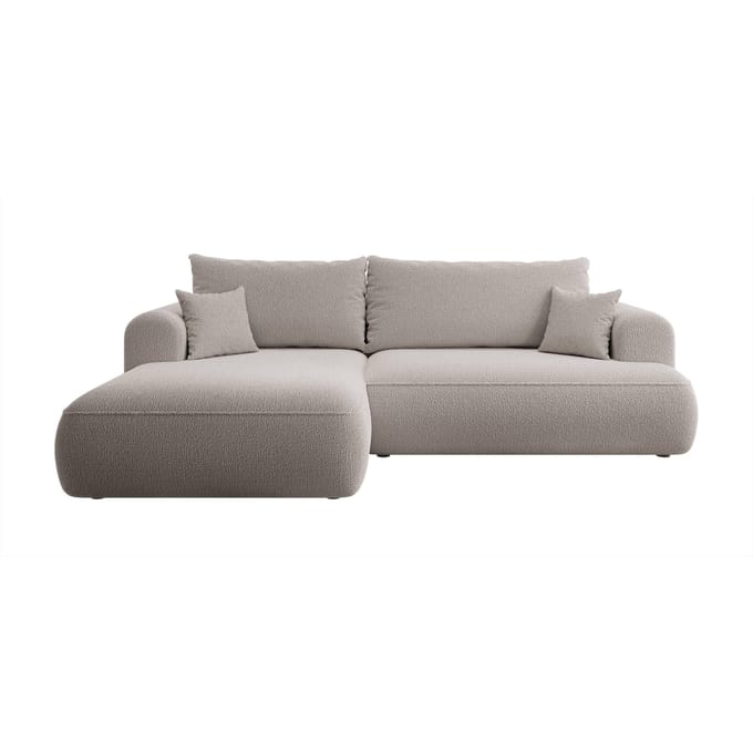 Hoekbank Philipa links bouclé met slaapfunctie | Selsey Design