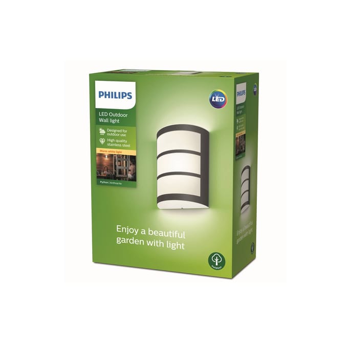Philips Python LED buitenwandlamp antraciet 2.700K