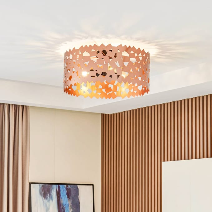 Lucande - plafondlamp - 3lichts - IJzer - H: 21.6 cm - E27 - koper