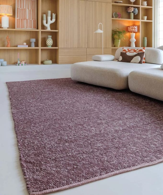 Wollen vloerkleed - Silvull bordeauxrood 80x150