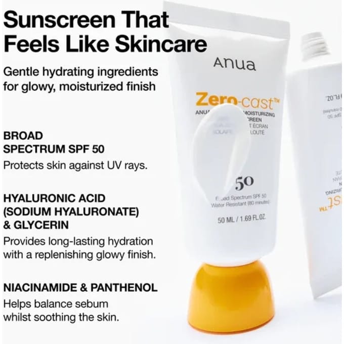 Anua - Zero-Cast Moisturizing Finish Sunscreen - Zonnebrandcrème