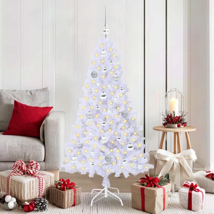 vidaXL - Kunstkerstboom - Wit - 150 - cm - PVC - en - Staal