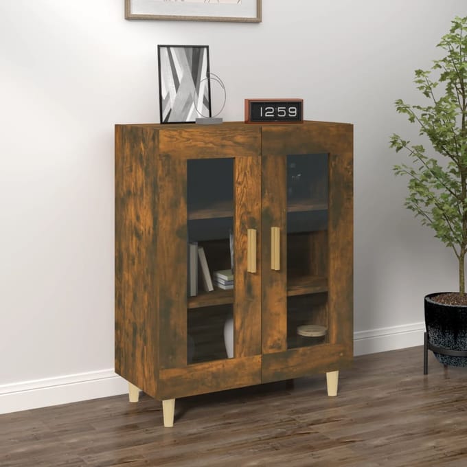 vidaXL - Dressoir - 69,5x34x90 - cm - bewerkt - hout - gerookt - eikenkleurig