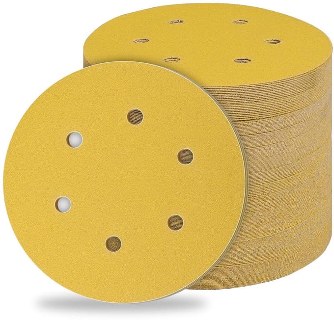 STEBRUAM Sandpaper 150 mm, 6 Holes, 80 Grit Sanding Sheets, Sanding Discs for Random Sander, Mixing Granule for Wood - ShopVlot