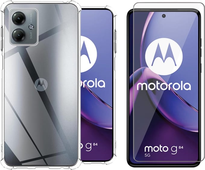 Hoesje geschikt voor Motorola Moto G84 - Screenprotector Glas - Shockproof Transparant