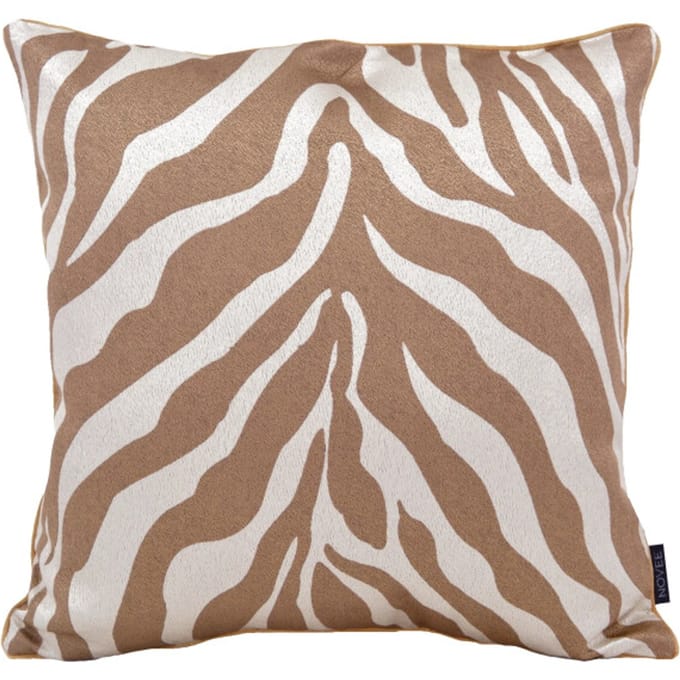 Brown Zebra Kussenhoes | Jacquard / Polyester | 45 x 45 cm | Bruin / Crème