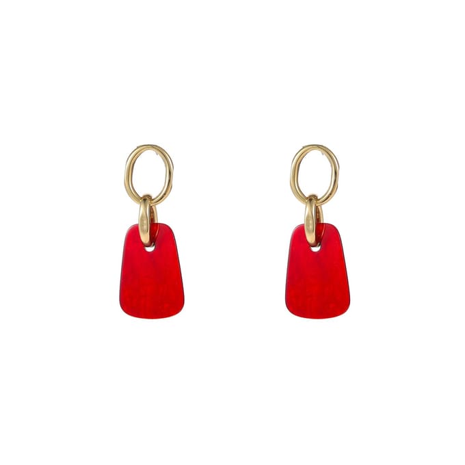 Go Dutch Label Oorknoppen Square Dangle Rood
