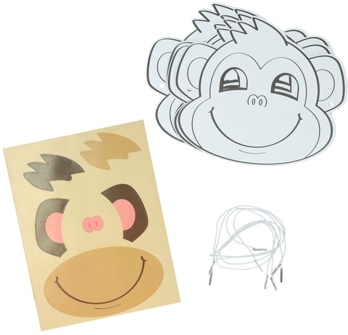 Kleur je eigen Masker Aapje - 4 Maskers
