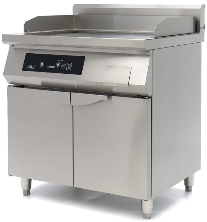 Inductie Grillplaat 700 - Glad en Gegroefd - 10000W - Dubbel - met Onderstel