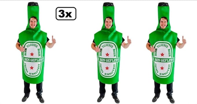 3x kostuum Bierfles foam
