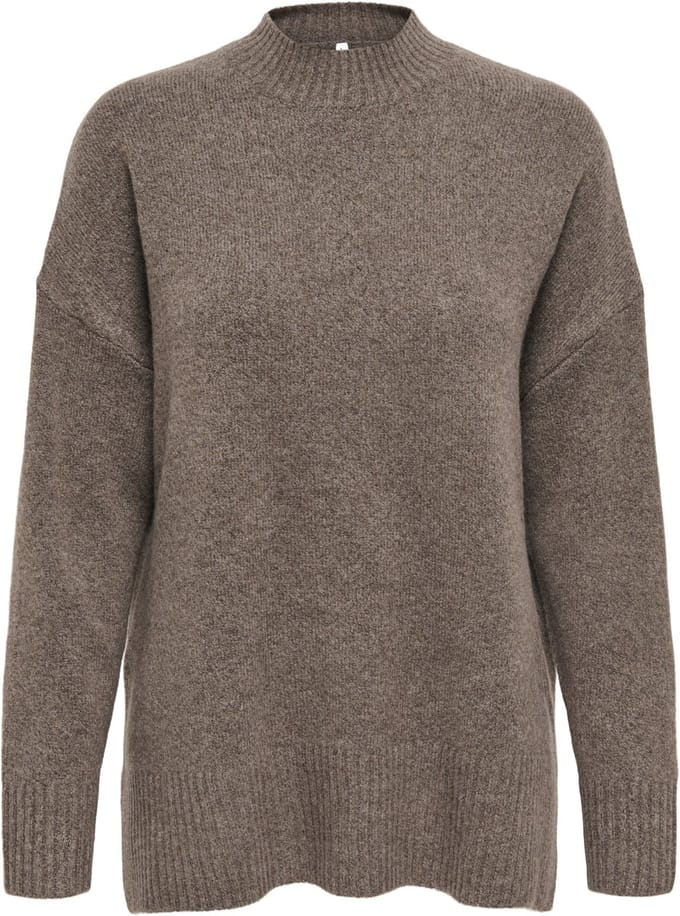 Only Trui Onlhazel Ls Highneck Overs Pull Knt 15352853 Brown Lentil Dames Maat - M